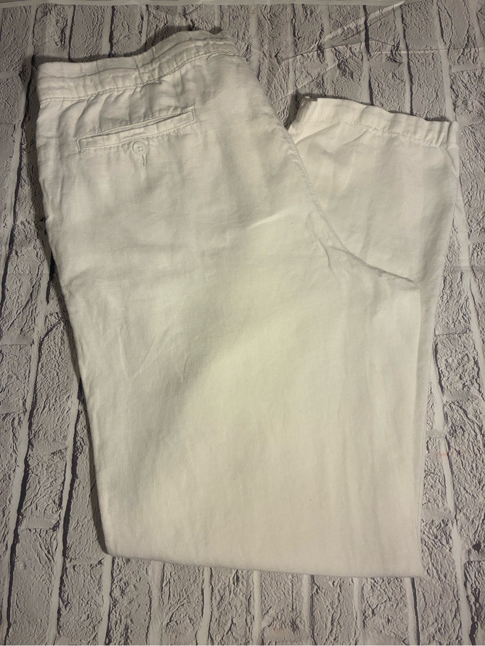 100% linen White Linen Drawstring Jogger Pants for women’s